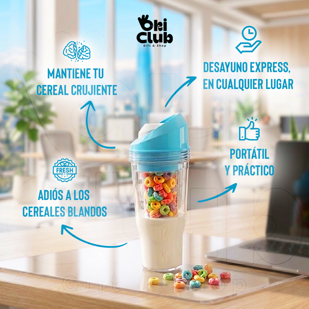 "Lechereal" Vaso para leche y cereal tipo Crunch Cup