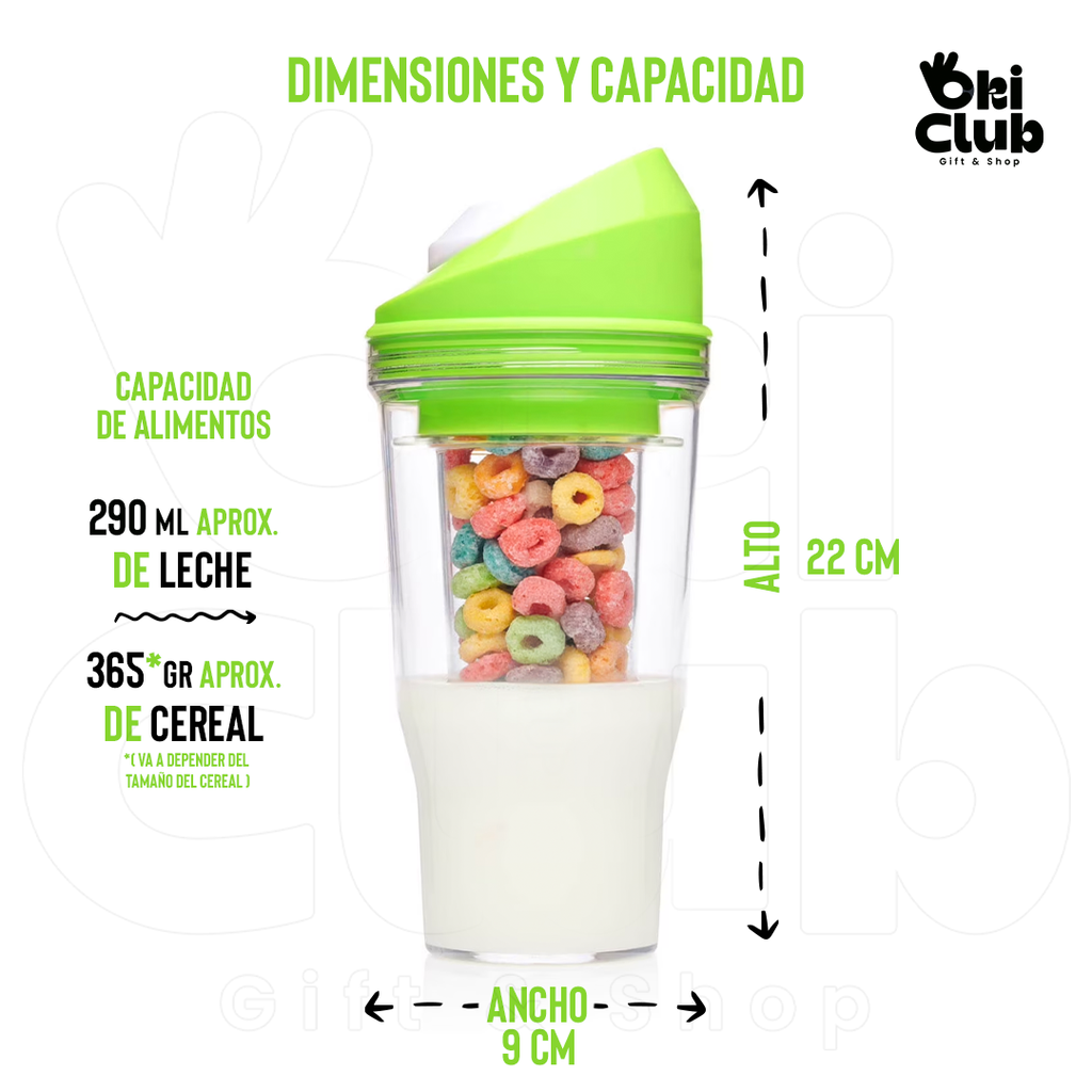 "Lechereal" Vaso para leche y cereal tipo Crunch Cup