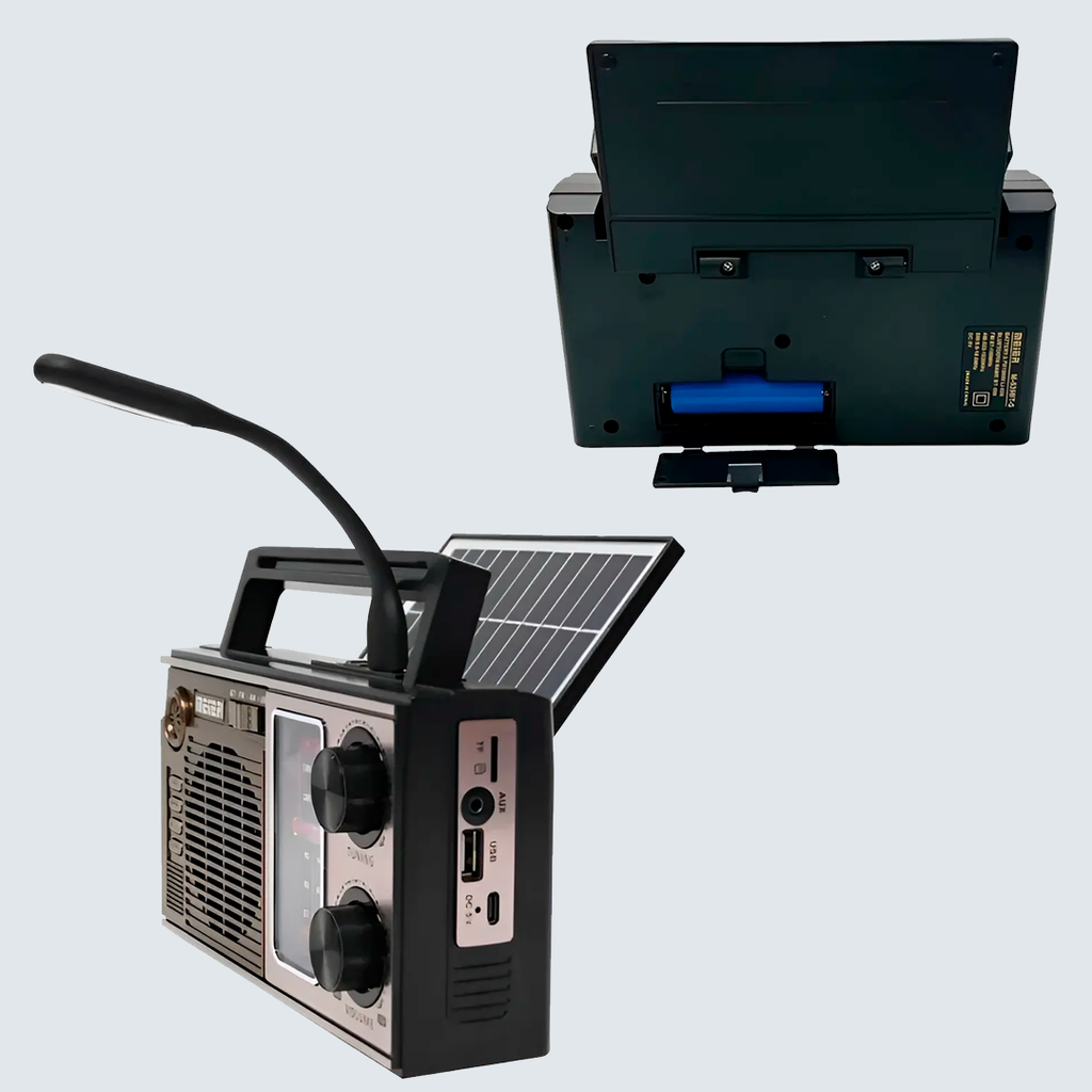 Radio Portátil vintage con panel solar