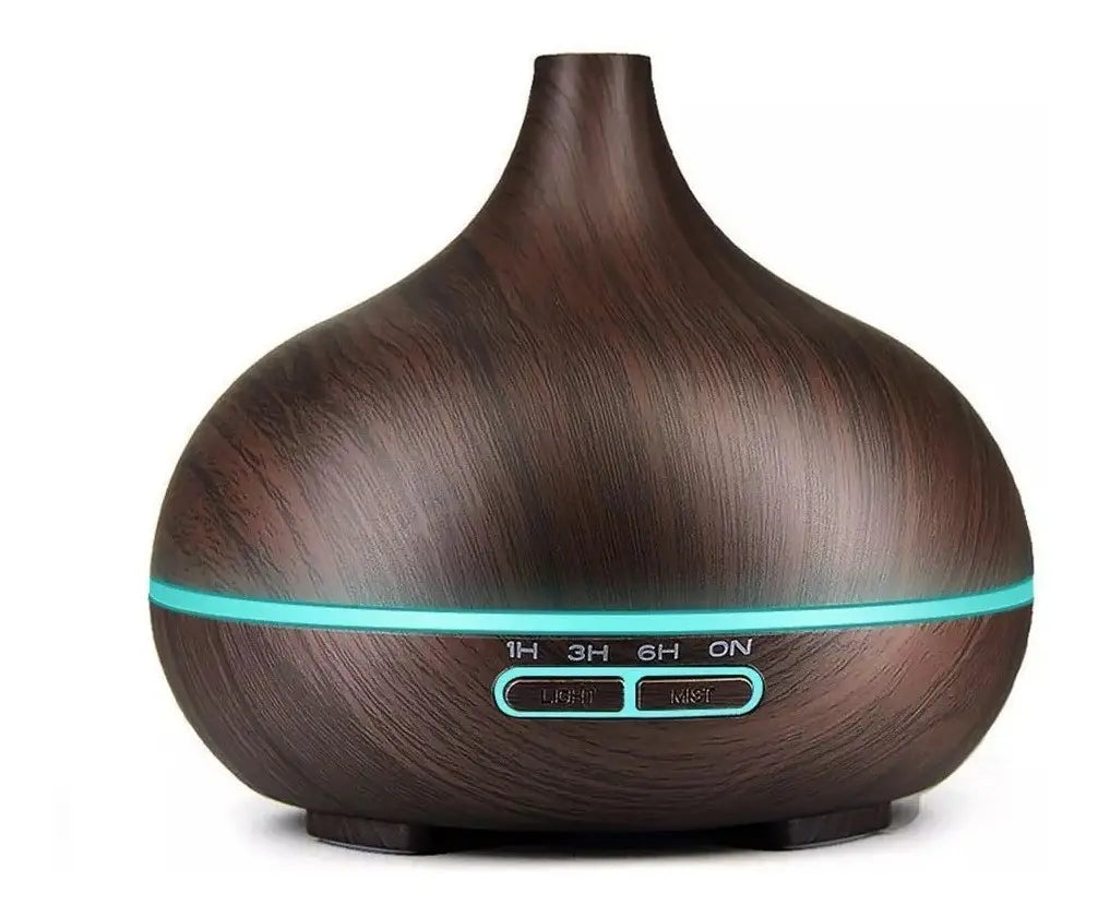 Humidificador de aire y aromas 500ML, estilo madera ancho