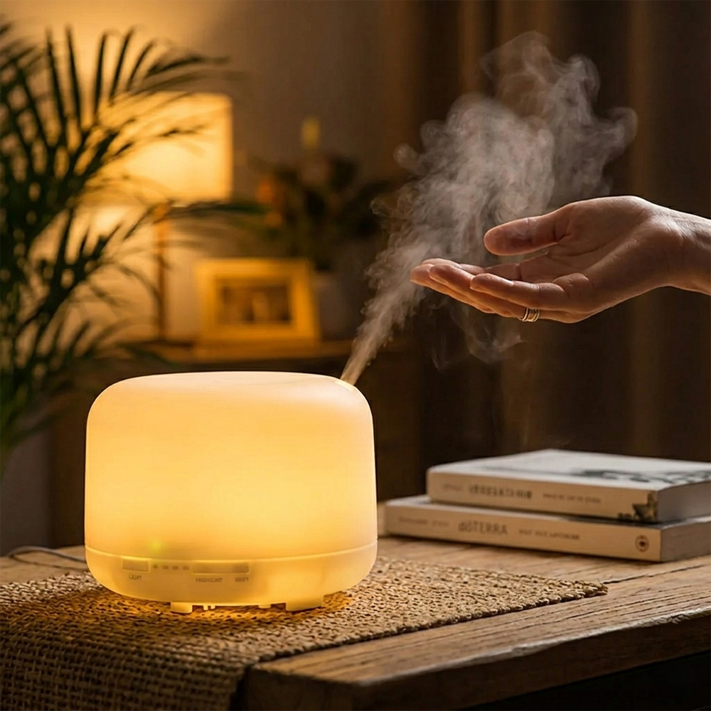 Humidificador ultrasónico de aire y aromas 500ML blanco LED