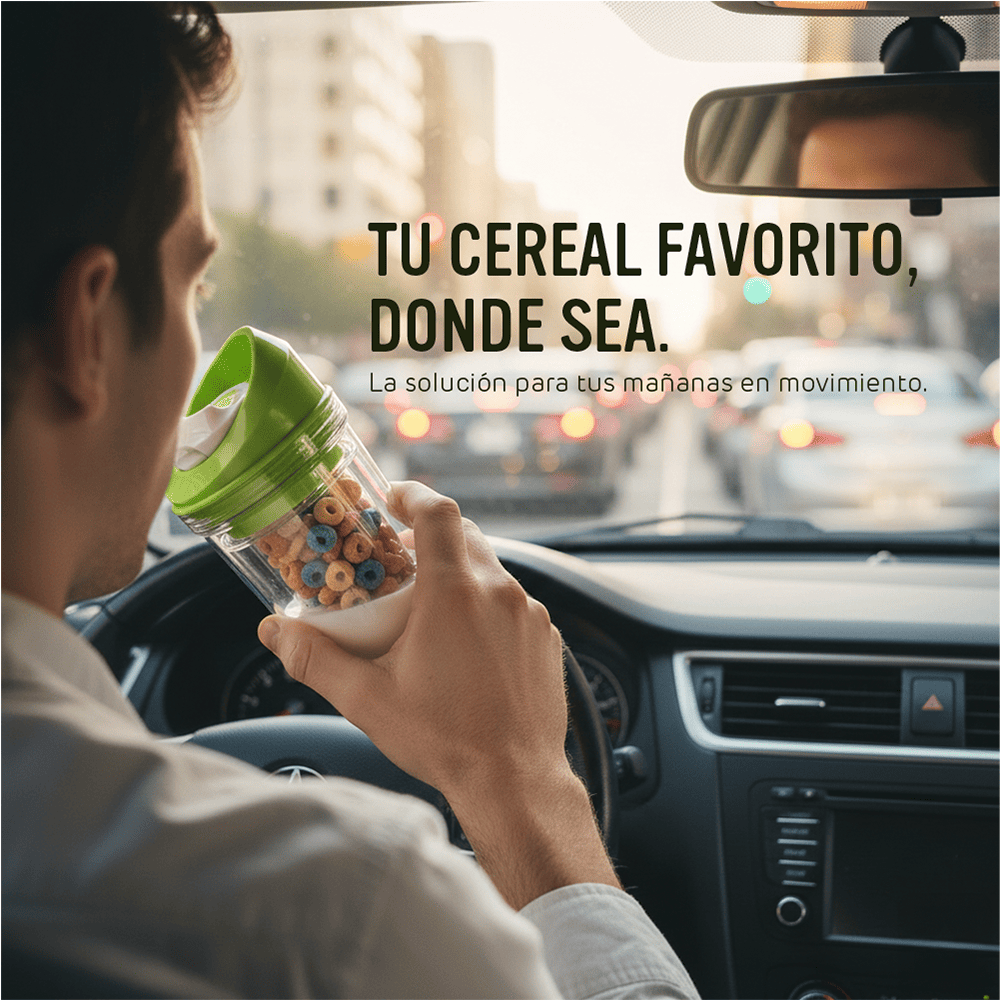 "Lechereal" Vaso para leche y cereal tipo Crunch Cup