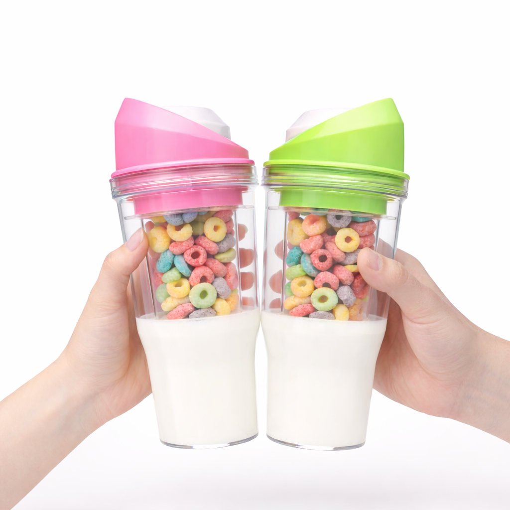 "Lechereal" Vaso para leche y cereal tipo Crunch Cup